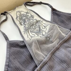 Gray Tattoo See Through Mesh Lace Back Racerback Bra 2XL 3XL Bralette Casual